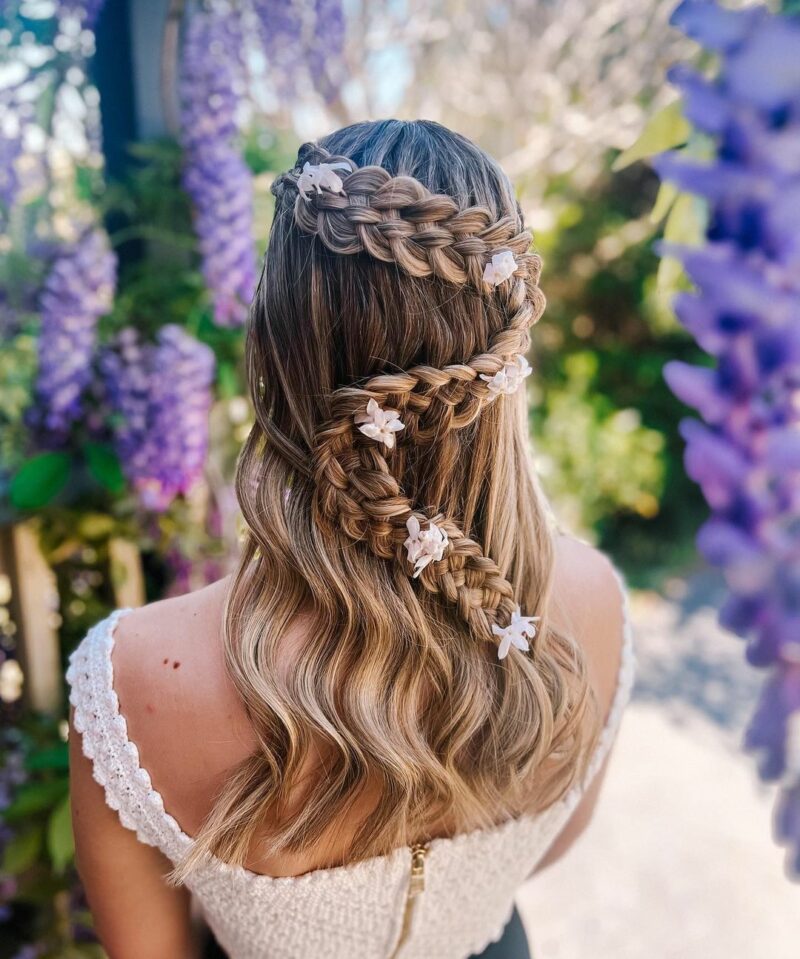 17. Long bohemian style cut with a waterfall braid