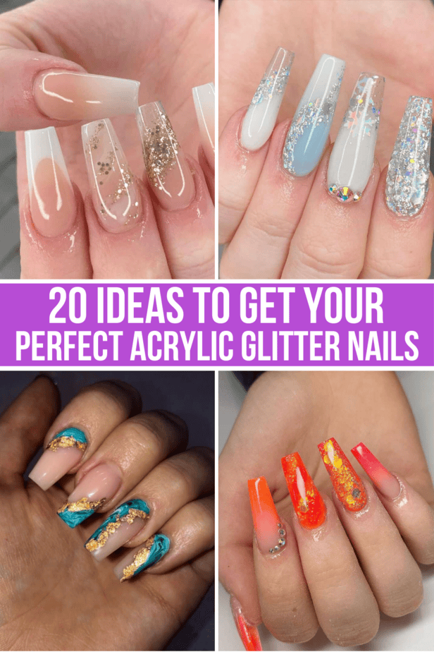 20 idee per ottenere unghie perfette in acrilico glitterato