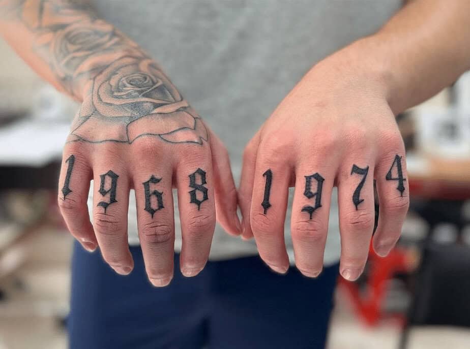1. Important date knuckle tattoo
