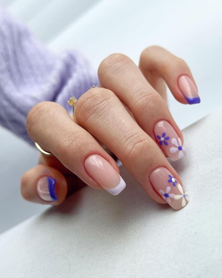 11. Floral purple nails