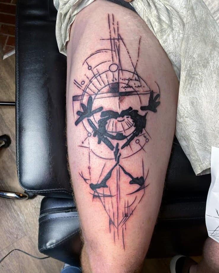 2. A Pearl Jam thigh tattoo for men to show off their inner rockstars