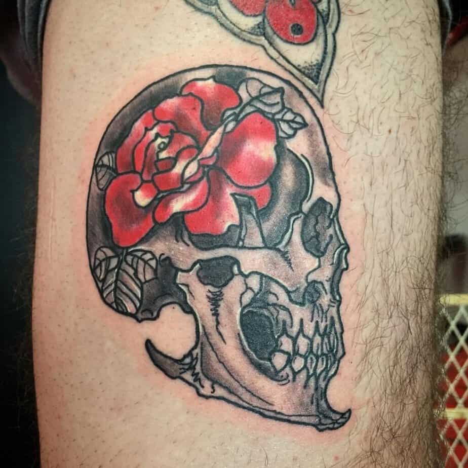 4. Flowers in a skull to show you’re not dead inside