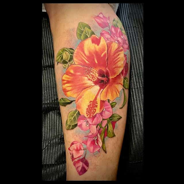 16. Remarkable hibiscus tattoo