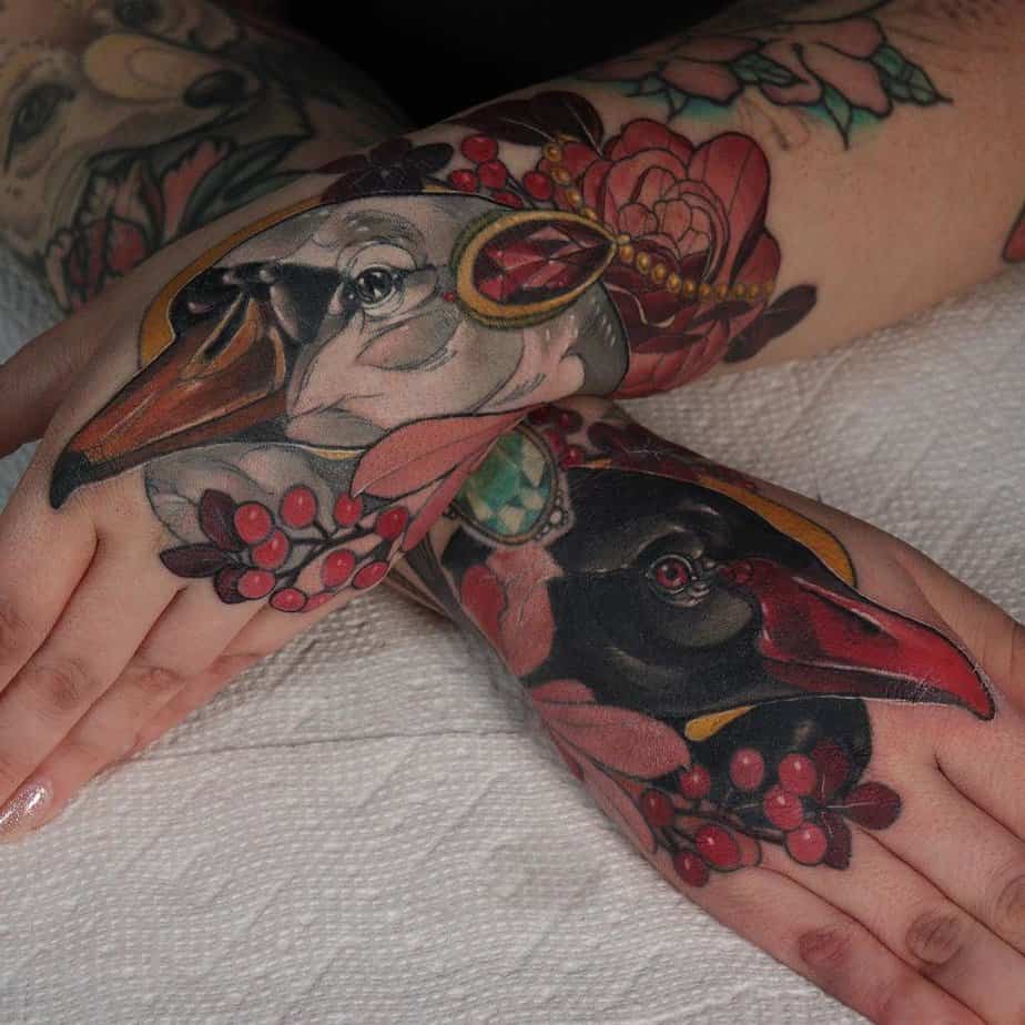 18. Colorful swan tattoo