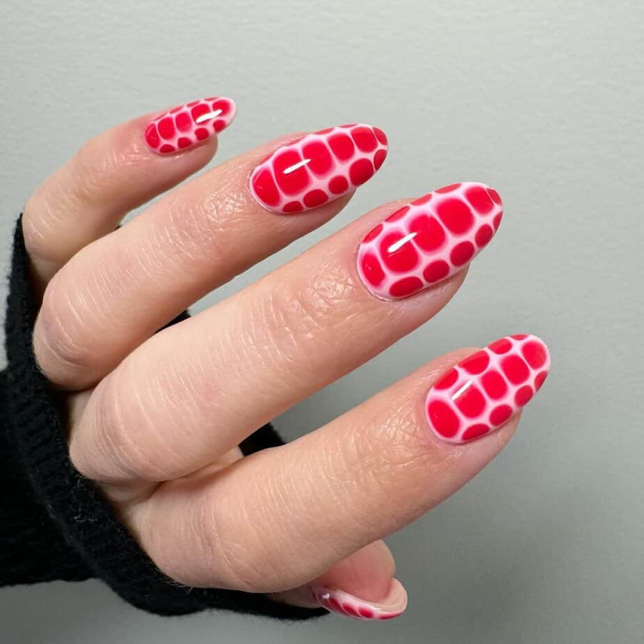 18. Fun red scale pattern nails