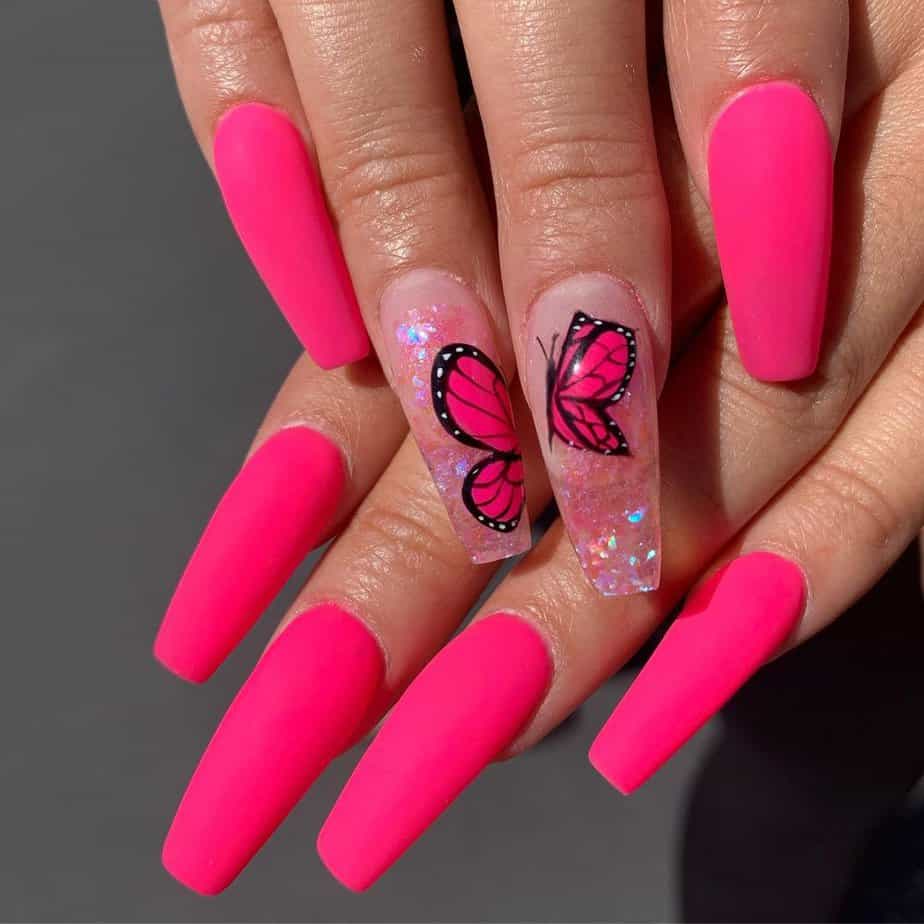 2. Bright pink butterfly statement