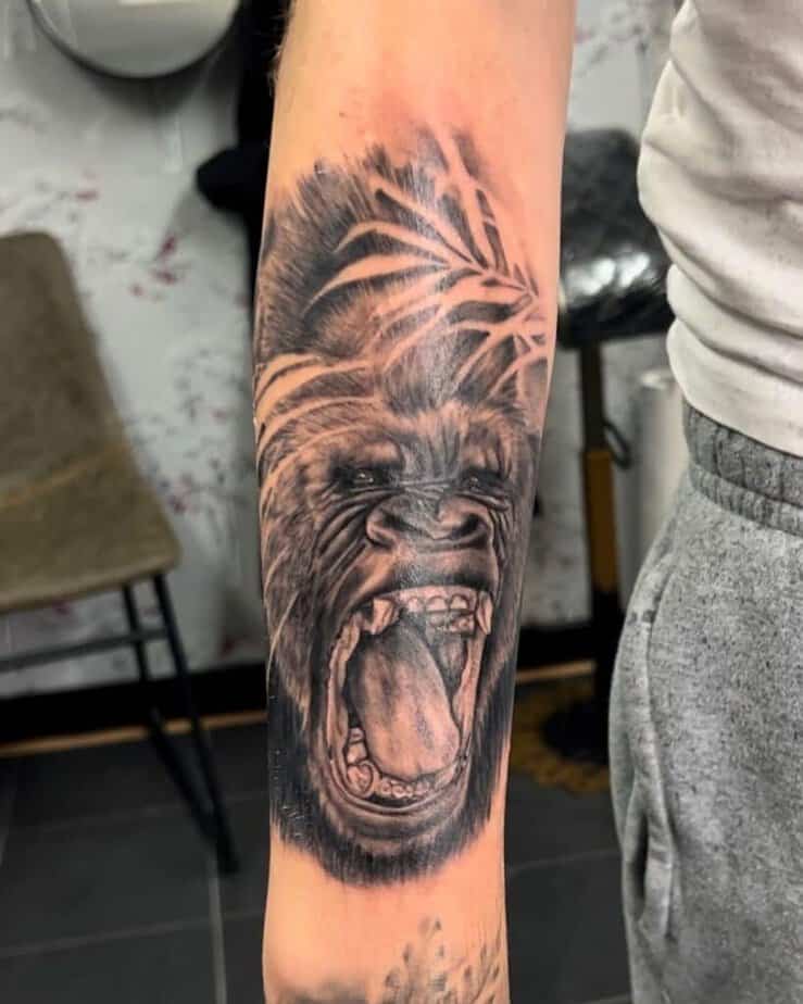 20. A gorilla tattoo on the forearm