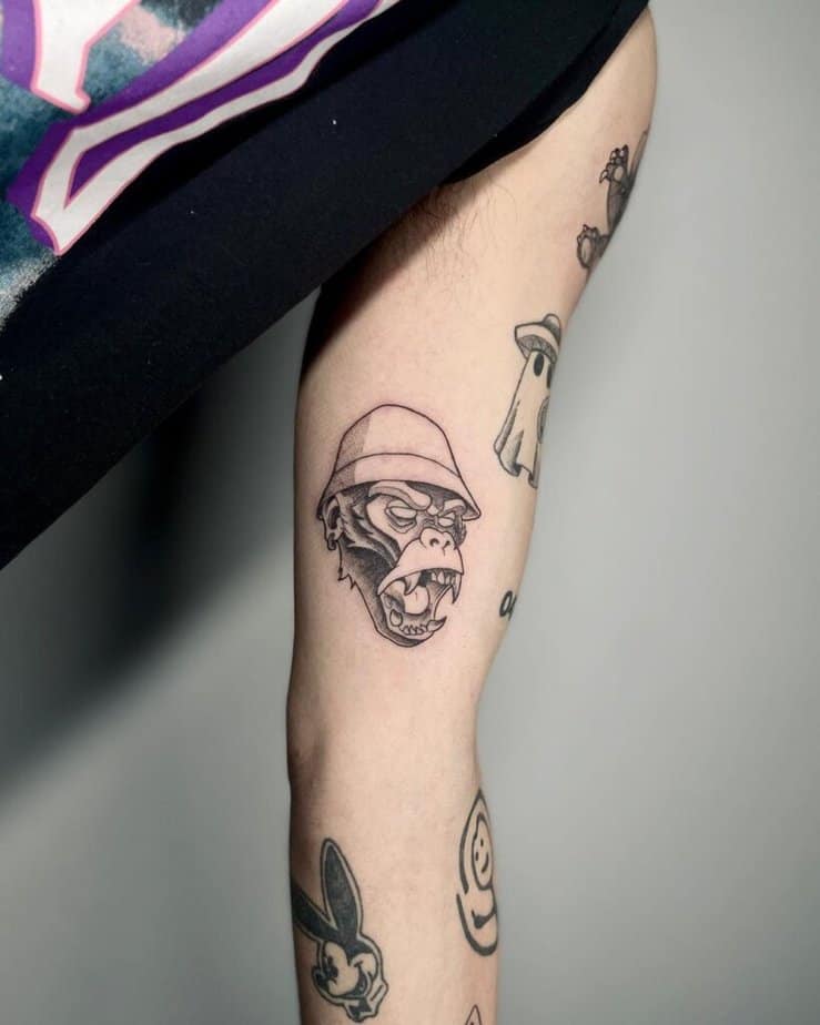 5. A sticker sleeve gorilla tattoo 