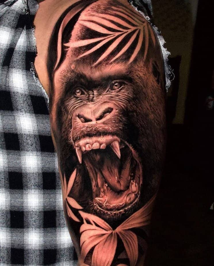 7. A gorilla tattoo on the upper arm