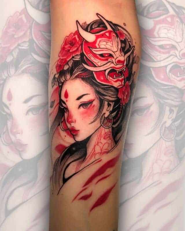 11. Geisha mask tattoo