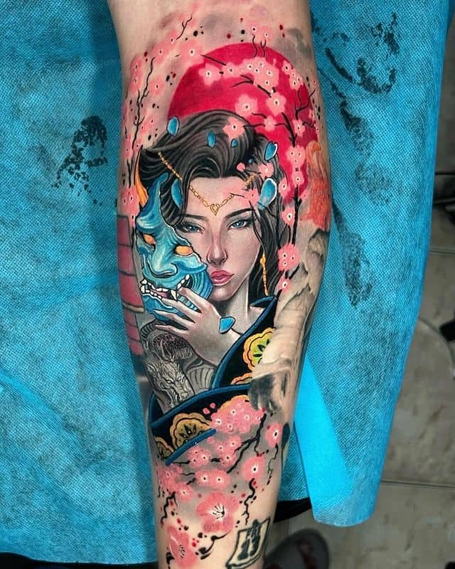 7. Remarkable geisha tattoo