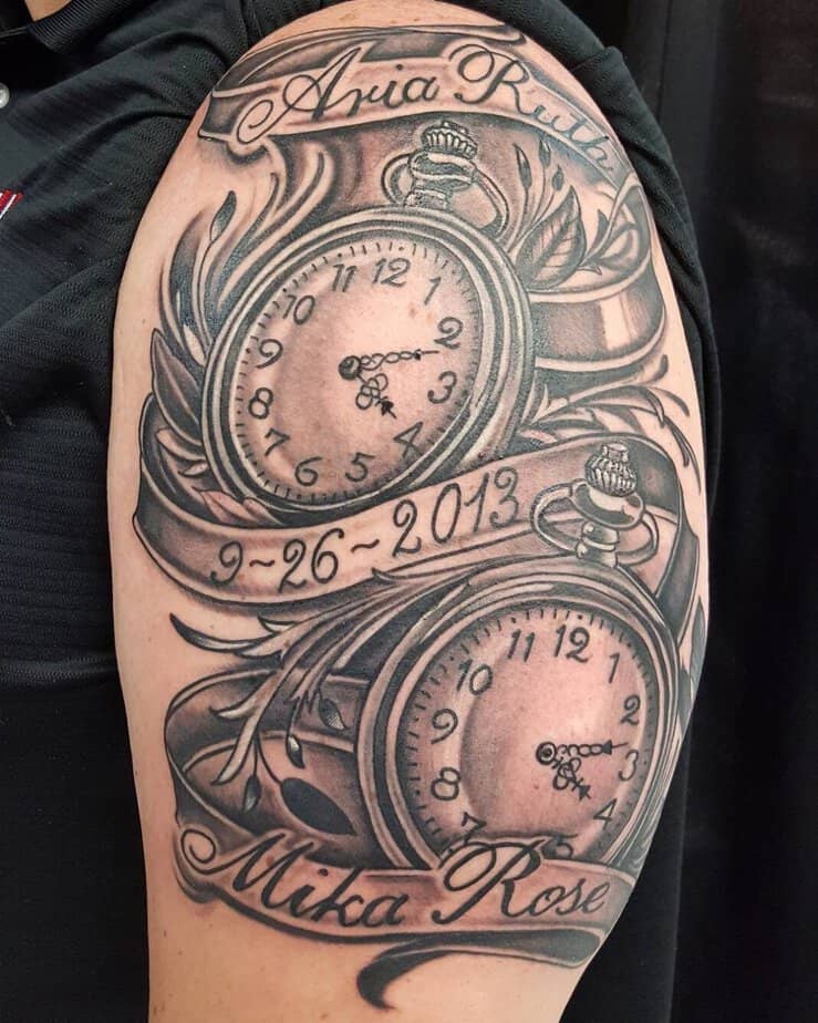 Classic birth clock tattoos