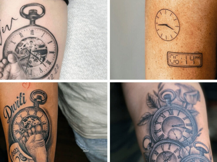 20 Birth Clock Tattoo Ideas To Celebrate That Special Bond