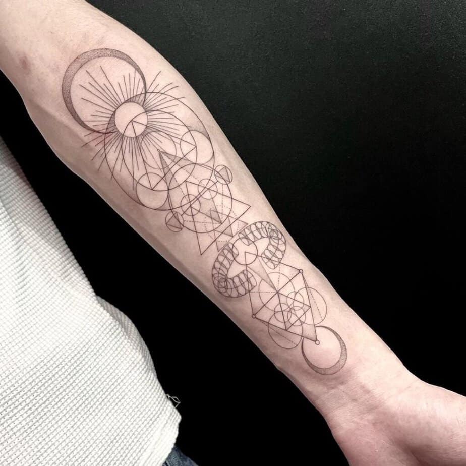 13. A fine-line geometric tattoo