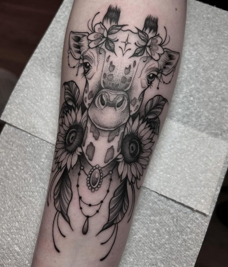 4. Forearm giraffe tattoo