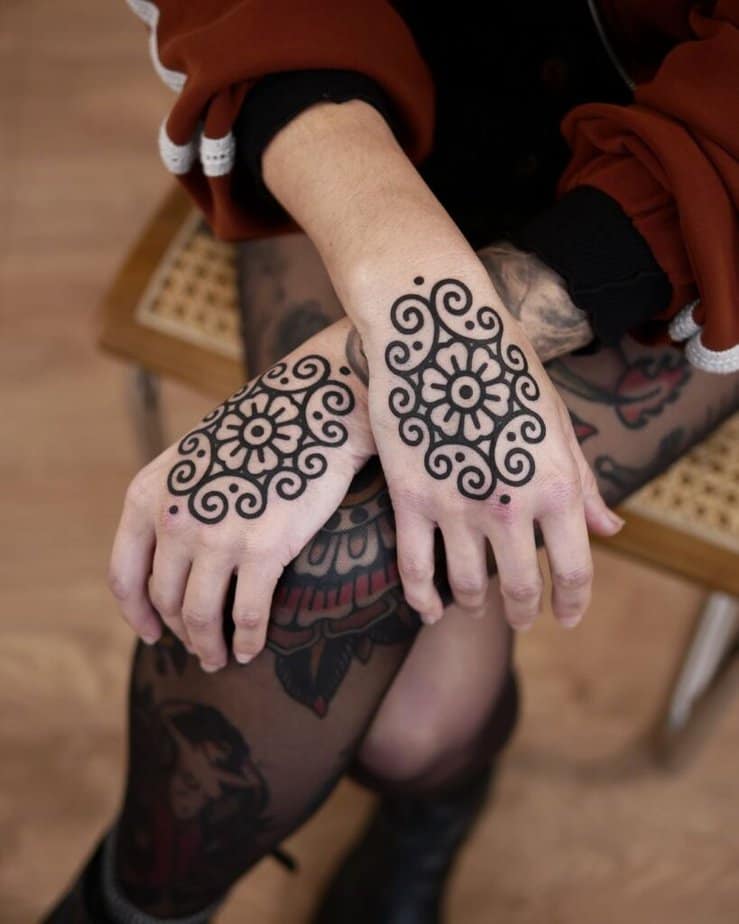 15. Ornamental hand tattoos