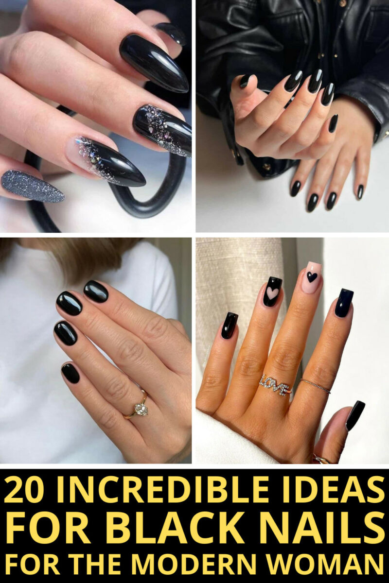 20 Incredible Ideas For Black Nails For The Modern Woman