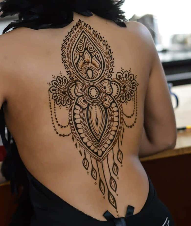 17. A henna tattoo on the back 
