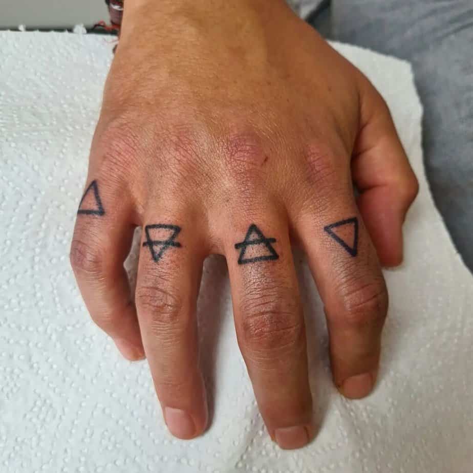 13. Classical elements knuckle tattoo