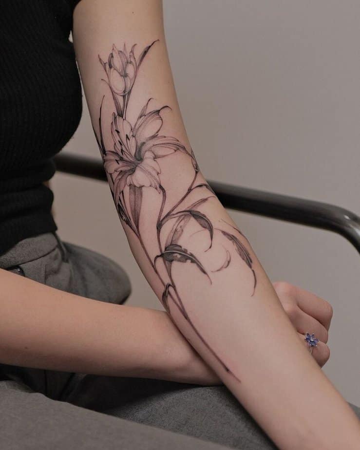 3. Fine line floral tattoos