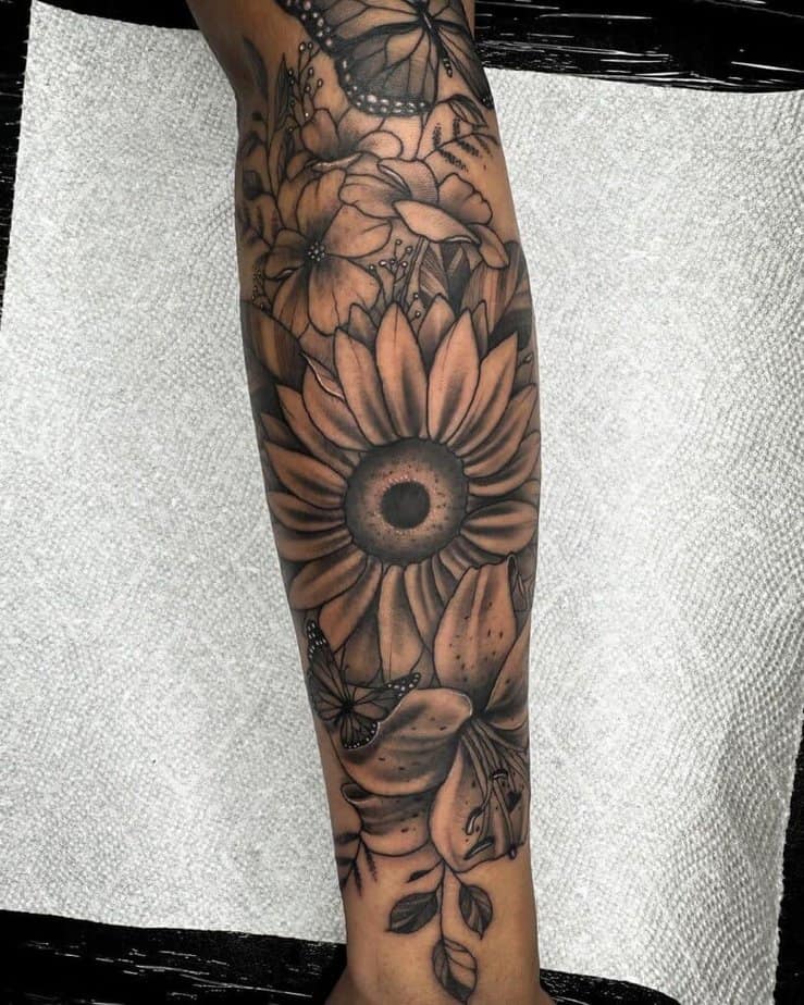 7. Detailed floral tattoos