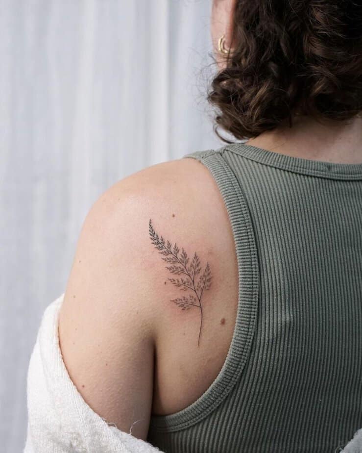 10. A fern tattoo on the back of the shoulder 