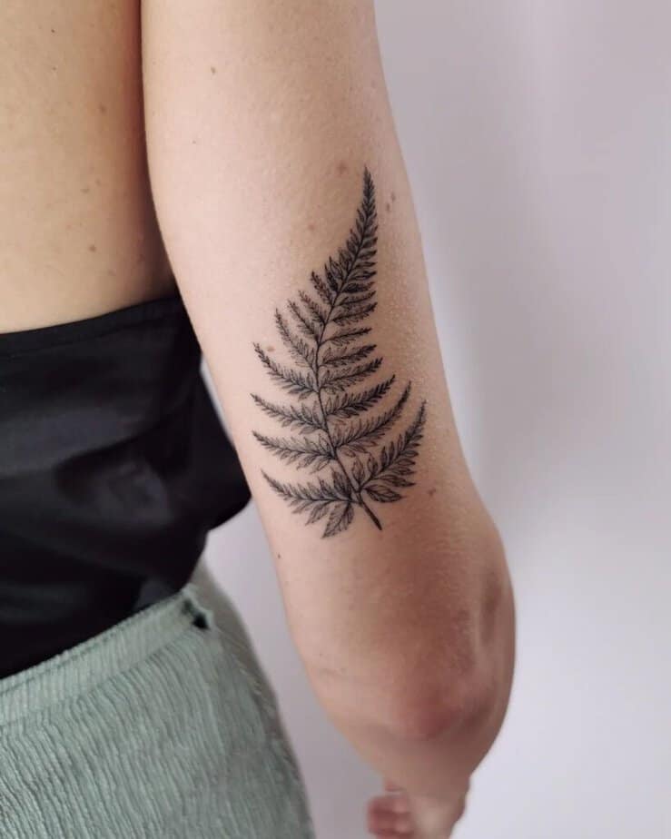 13. A fern tattoo on the back of the arm