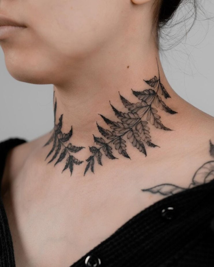 5. A fern tattoo on the neck 
