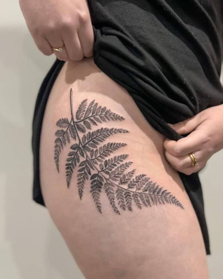 8. A statement fern tattoo on the hip