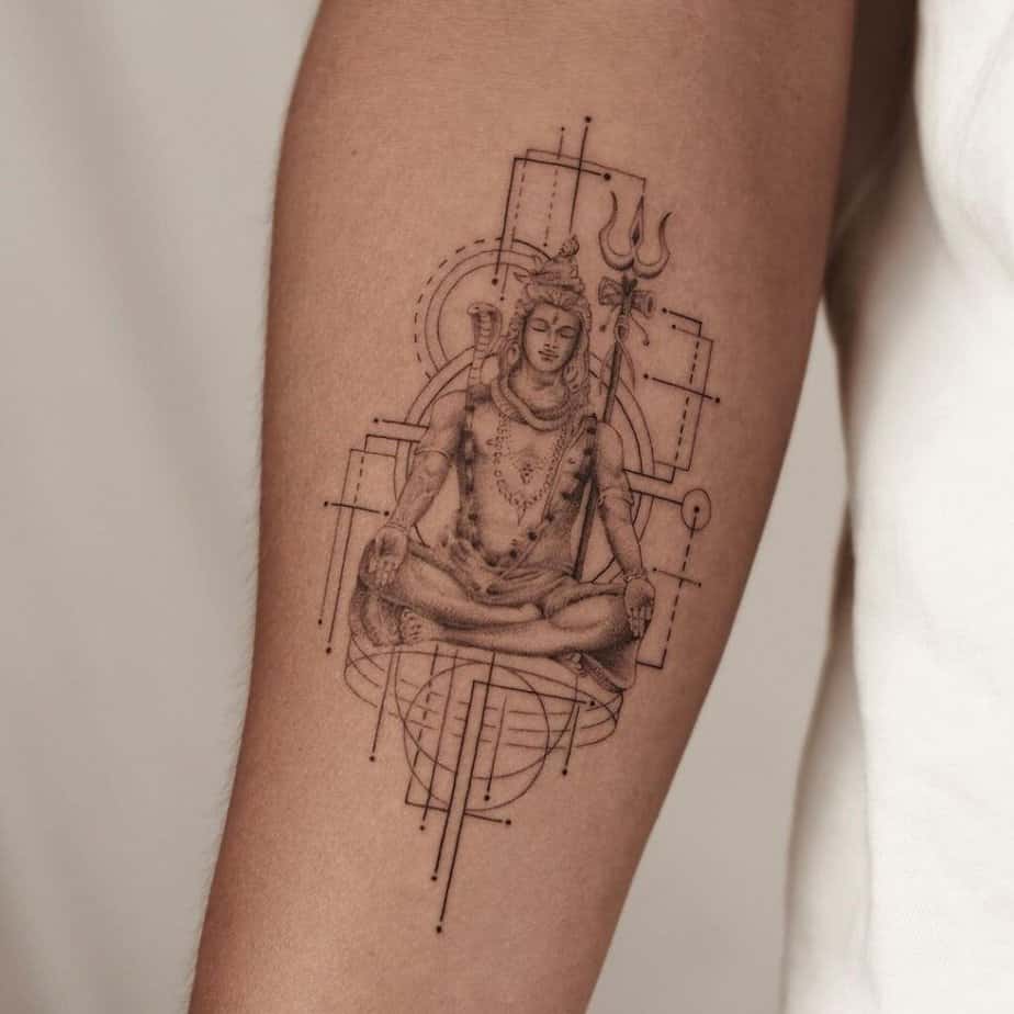 10. A geometric Shiva tattoo 