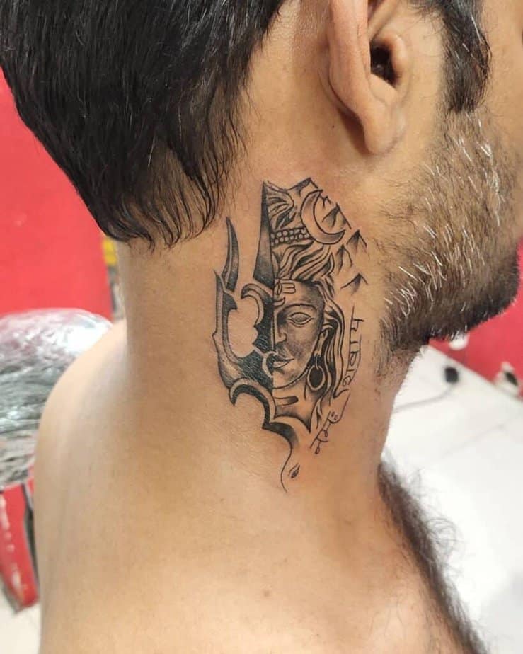 12. A Shiva tattoo on the neck