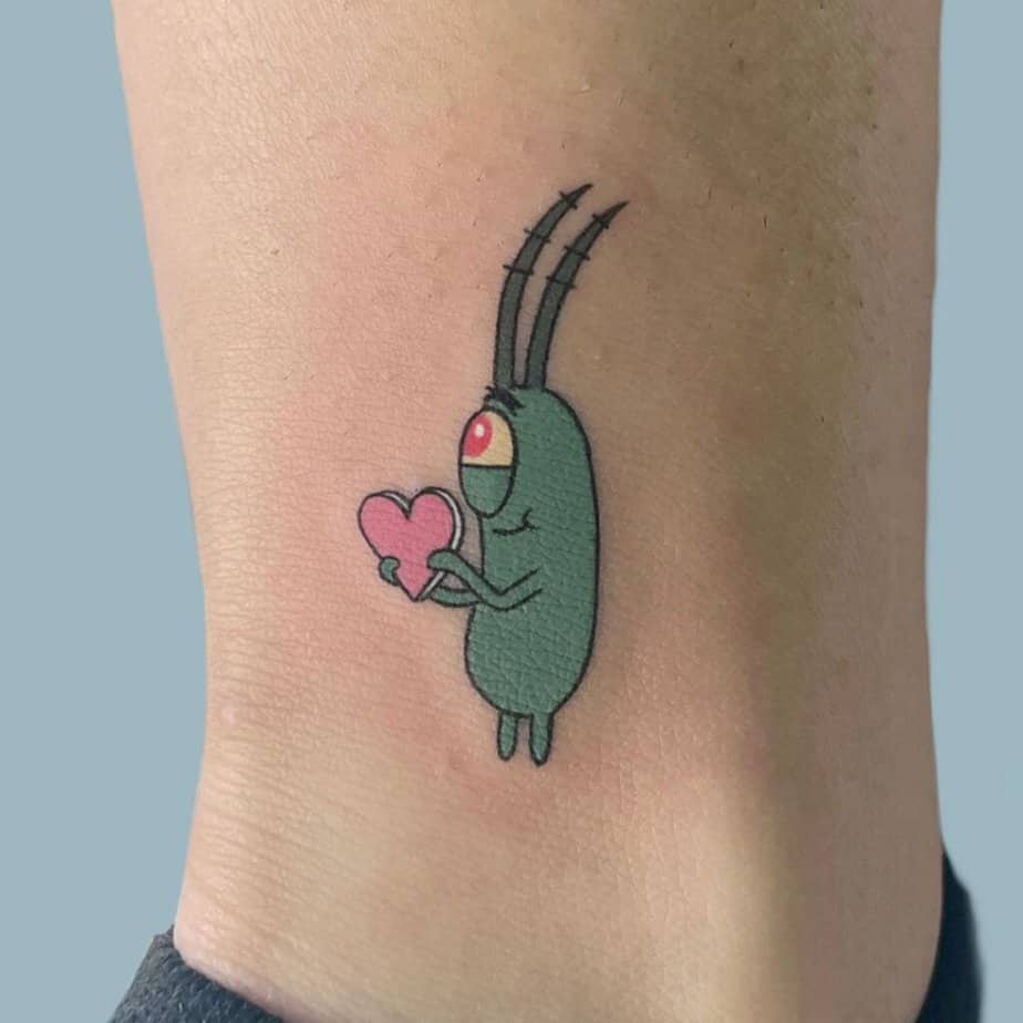 5. A tattoo of Plankton on the ankle