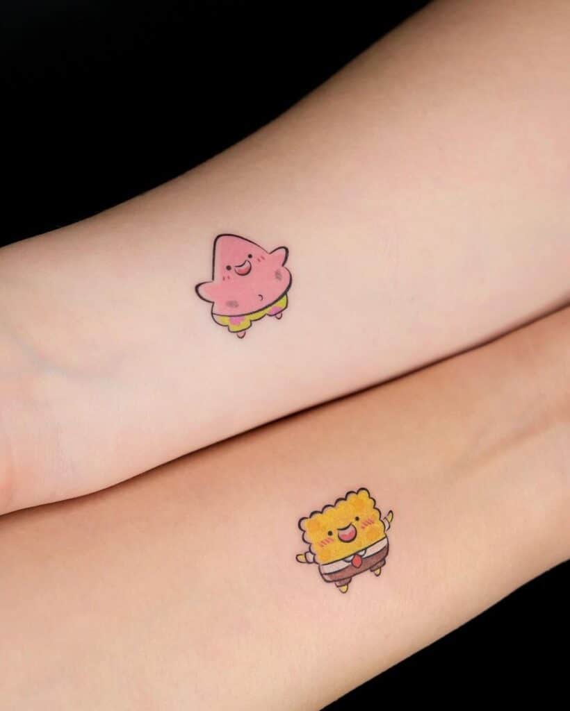 8. Un tatuaggio coordinato di SpongeBob e Patrick