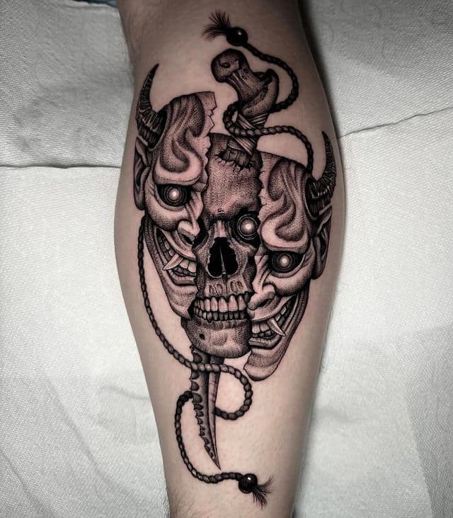 12. Creepy Leg Skull Tattoo
