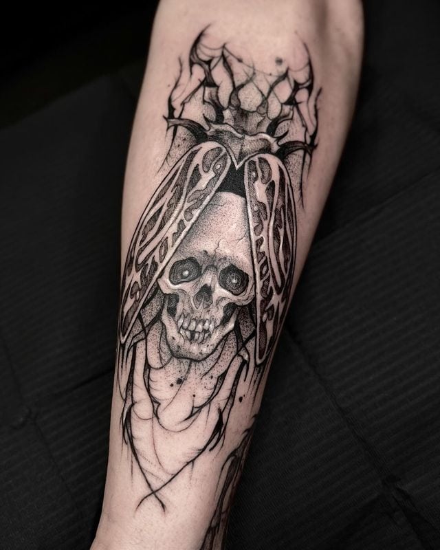 6. Skull Beetle Tattoo