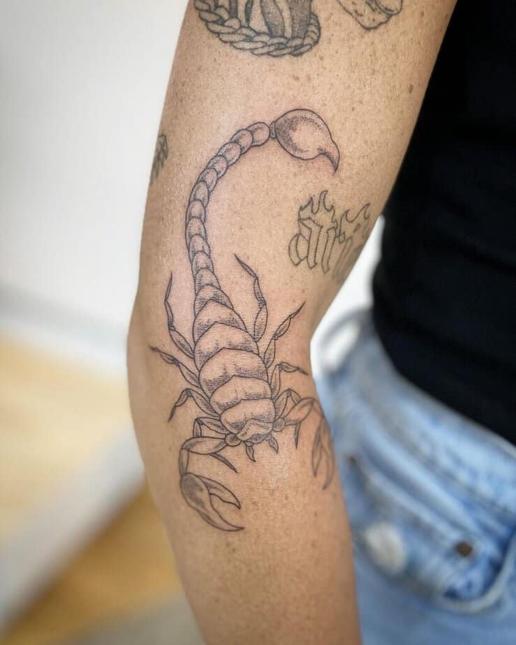 3. Fine-line scorpion tattoo