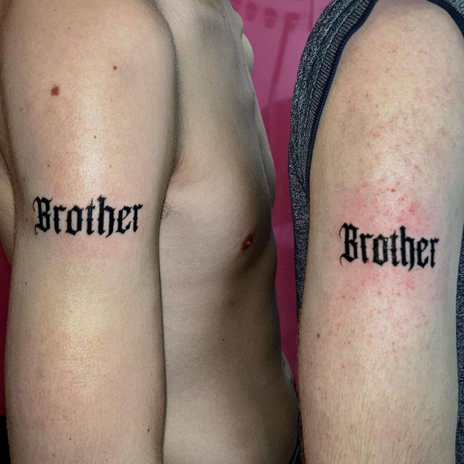 3. Matching lettering tattoos