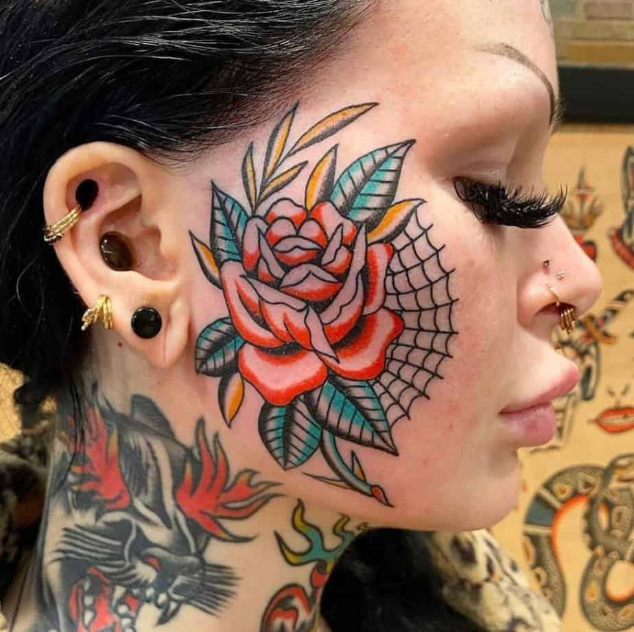 12. Traditional-style face tattoo