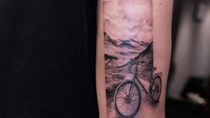 20 attraenti idee di tatuaggi di biciclette per gli appassionati di outdoor.