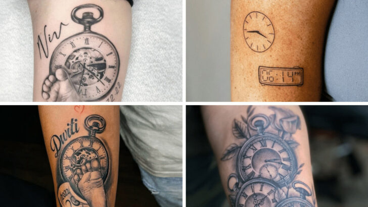 20 Birth Clock Tattoo Ideas To Celebrate That Special Bond