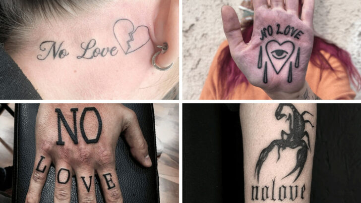 20 idee di tatuaggi no love per segnare tutte le rotture di cuore.