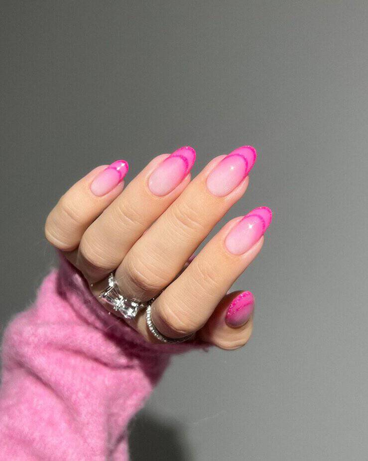 20. Glittery pink French tips