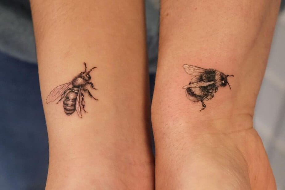 14. A matching bumble bee and bee tattoo 