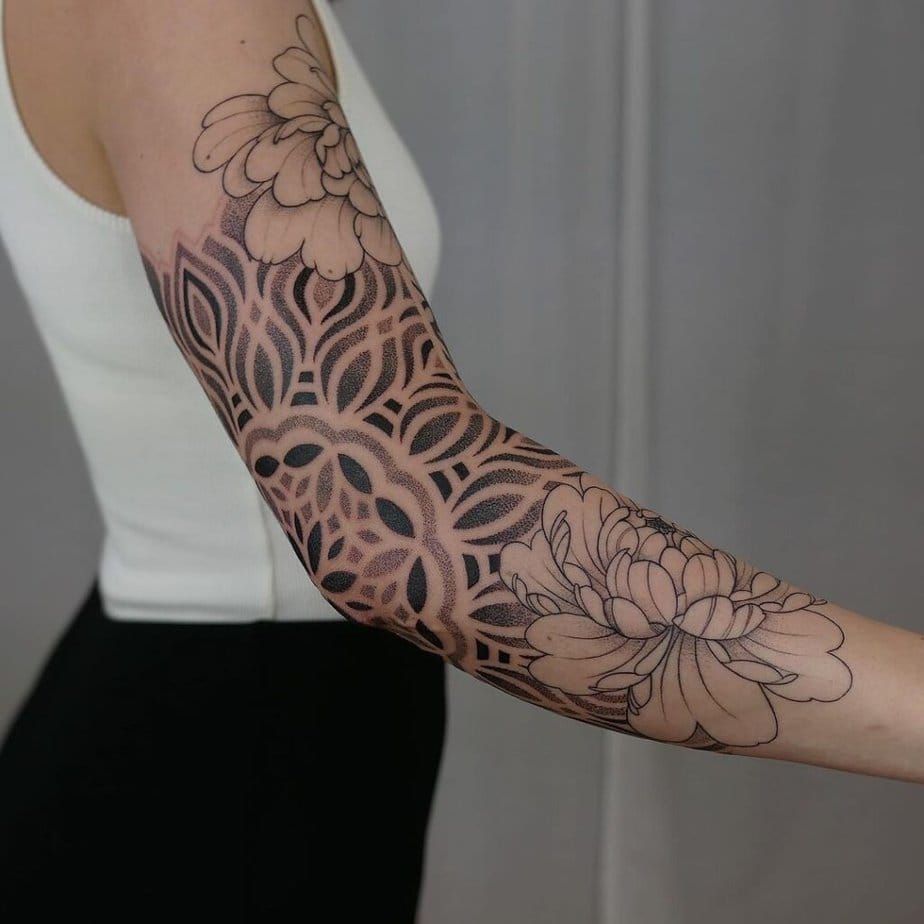 21. A dotwork sleeve tattoo 