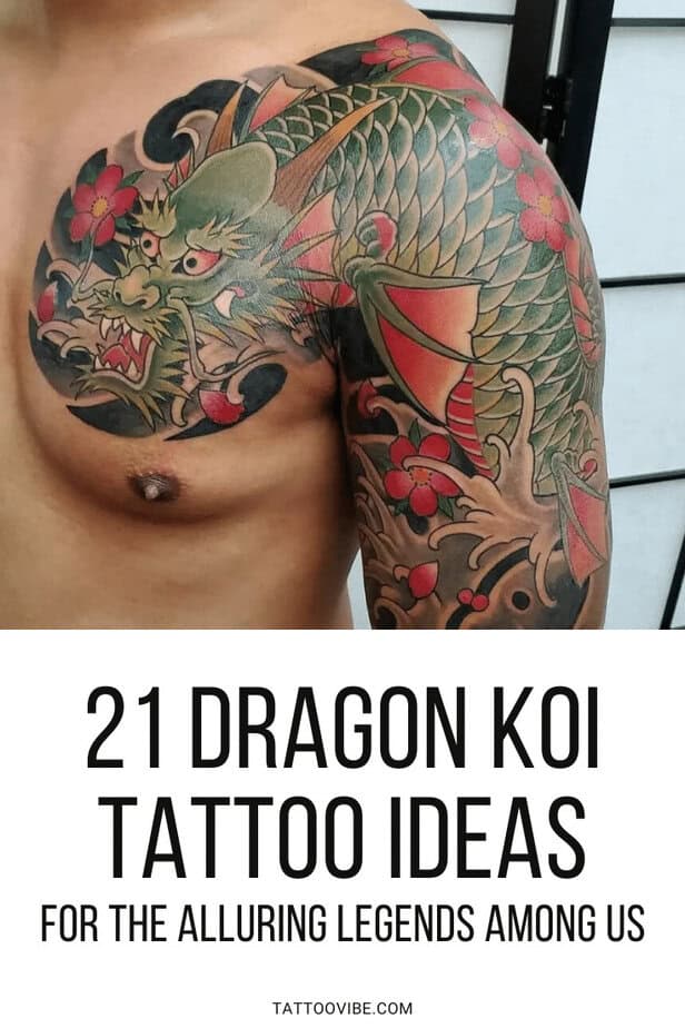 21 idee di tatuaggio con drago Koi per le leggende affascinanti tra noi