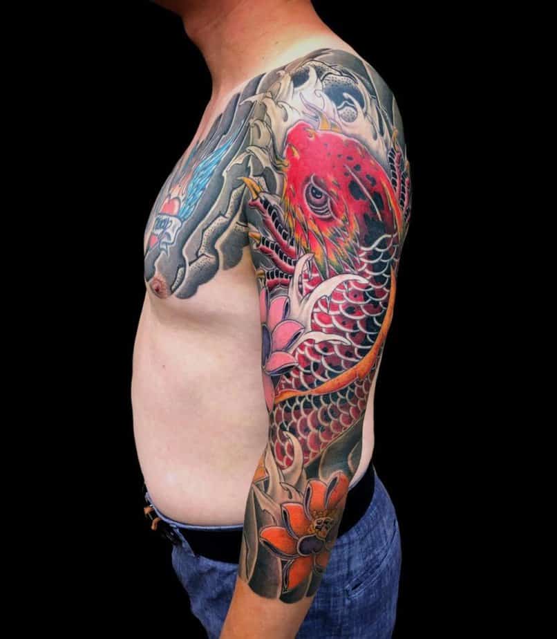 Tatuaggio Red dragon koi