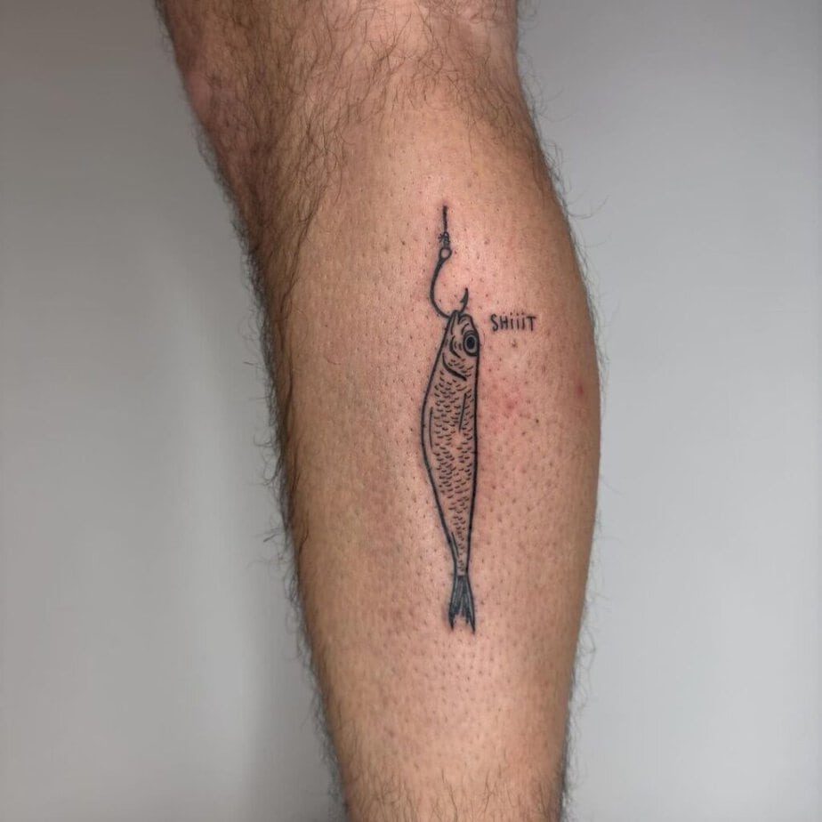 15. A tattoo of a fish on the hook