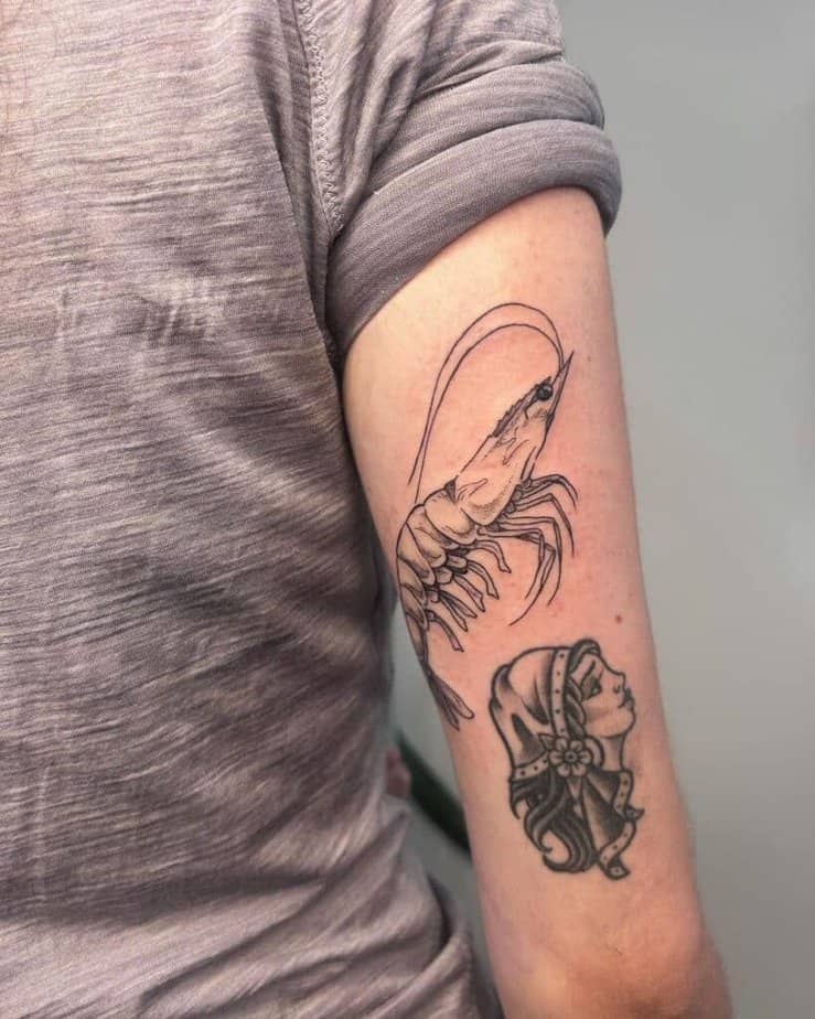 12. Another shrimp tattoo on the back of the arm