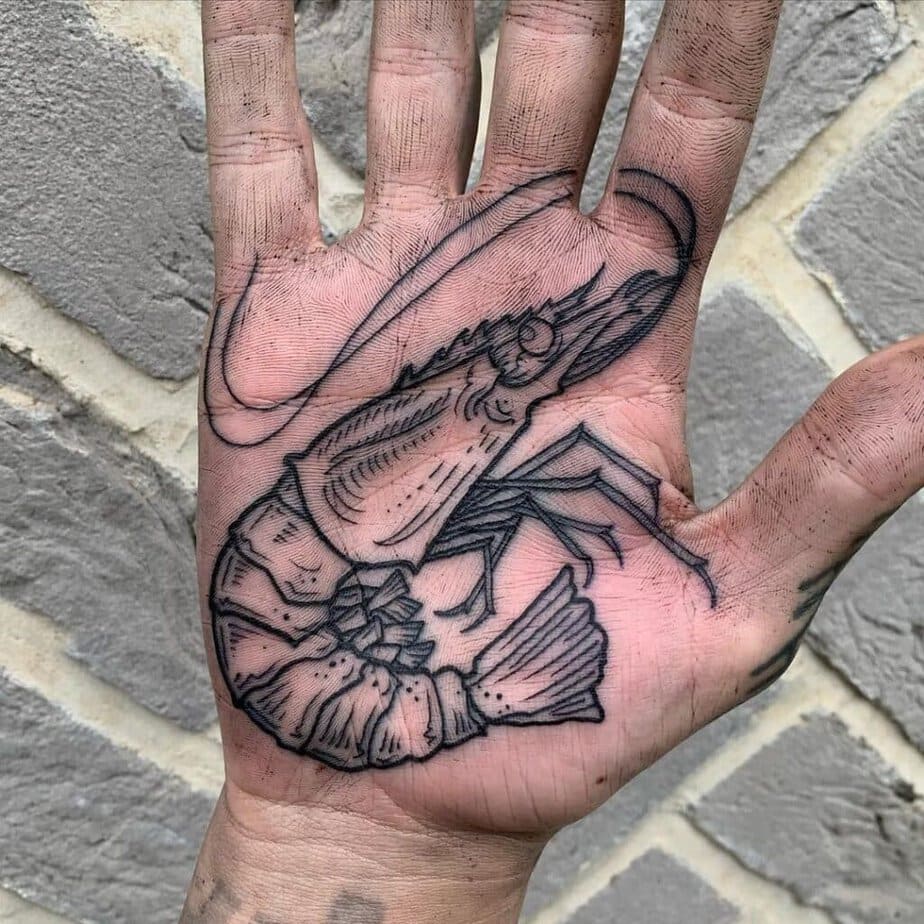 15. A shrimp tattoo on the palm