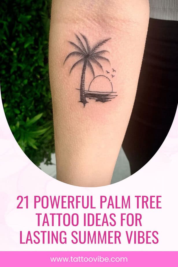 21 potenti idee di tatuaggio con palme per un'atmosfera estiva duratura